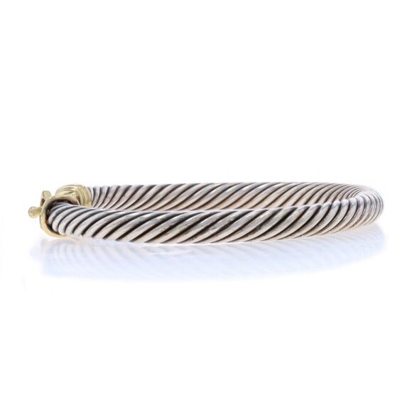 David Yurman Cable Hook Bangle Bracelet 6 1/4" - Sterling 925 & Yellow Gold 14k - Picture 3 of 6